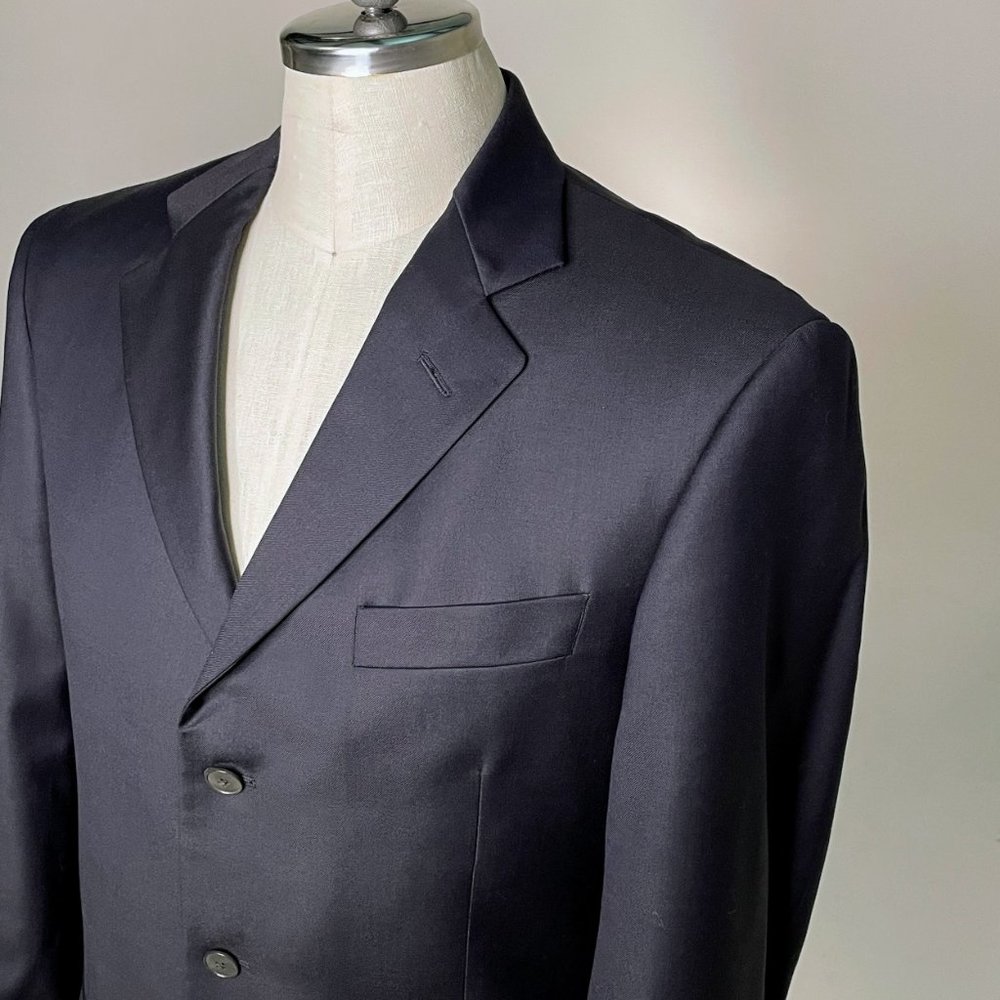 Luigi Bianchi Mantova All Virgin Wool Navy Blue Blazer - Picture 3 of 13